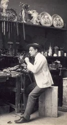Alfred Gilbert in His Studio